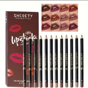 NWOT Matte Lip Liner & Lipstick Pen Set - Non-stick, long-lasting, 12pcs beauty